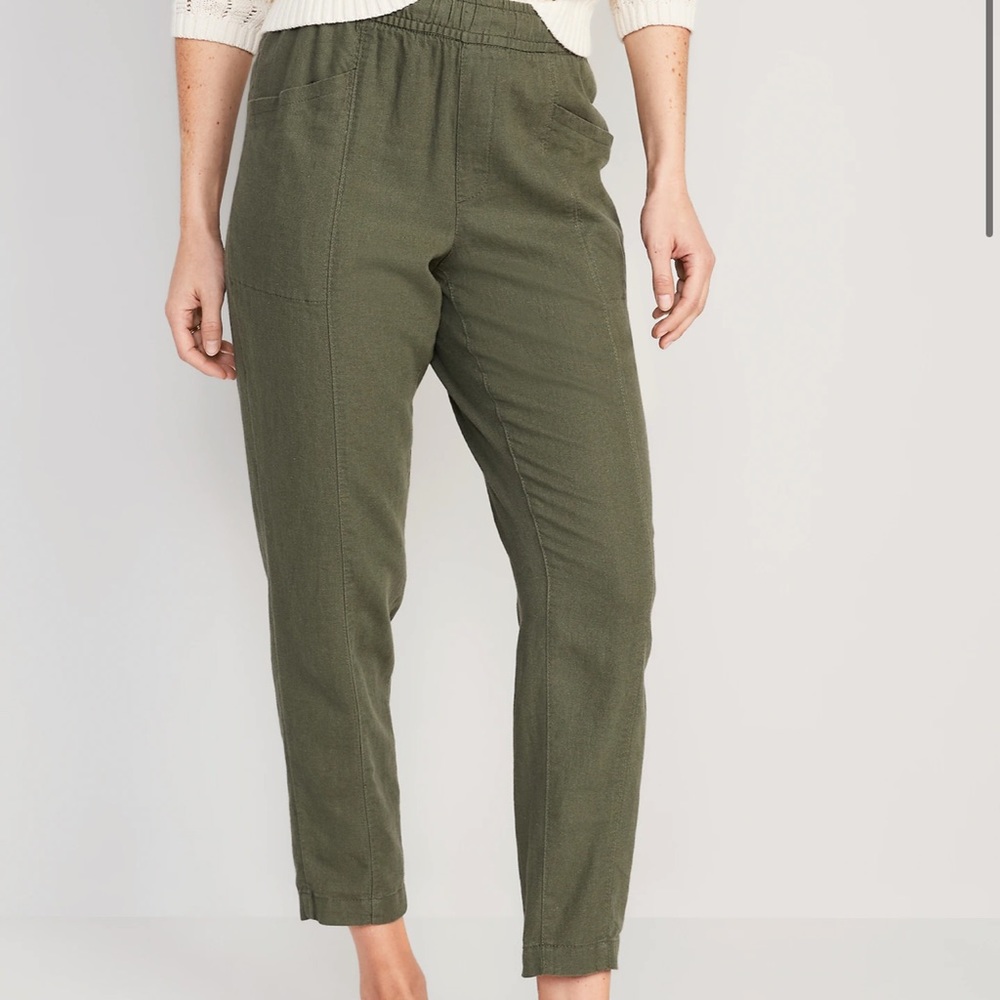 Old Navy High Waisted Cropped Linen-Blend Tapered Pants